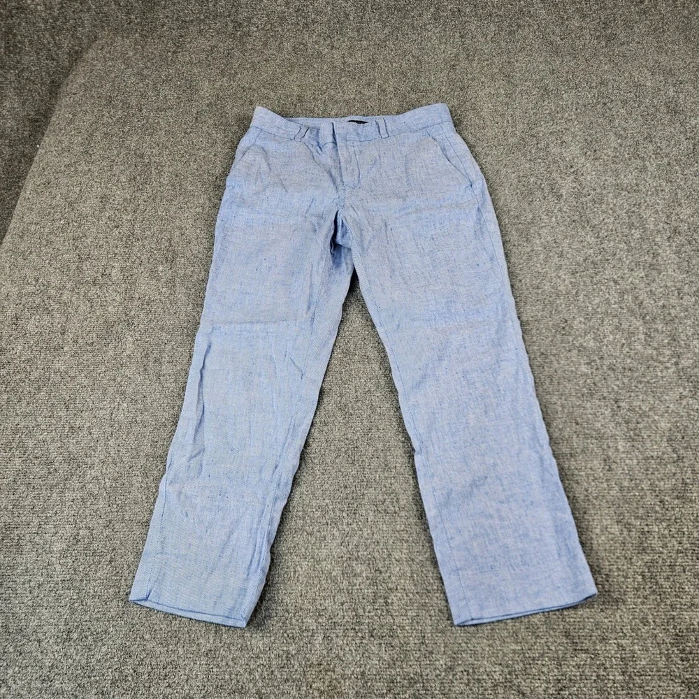 Banana Republic Avery Petite Light Blue Linen Blend Trousers Size 2P